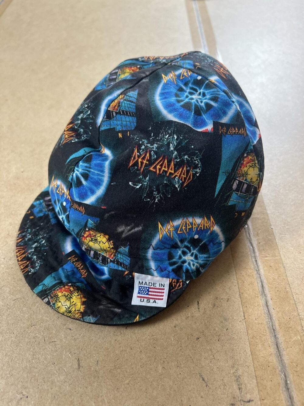 Vintage Def Leppard Hat Cap Fitted Mens One Size Multicolor Rock Band Twill 80s